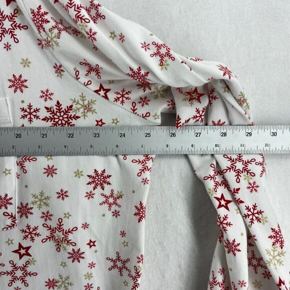 American Girl Pajama Top Girls Sz XL (16/18) White Snowflakes Button-Up Collared - Picture 3 of 12